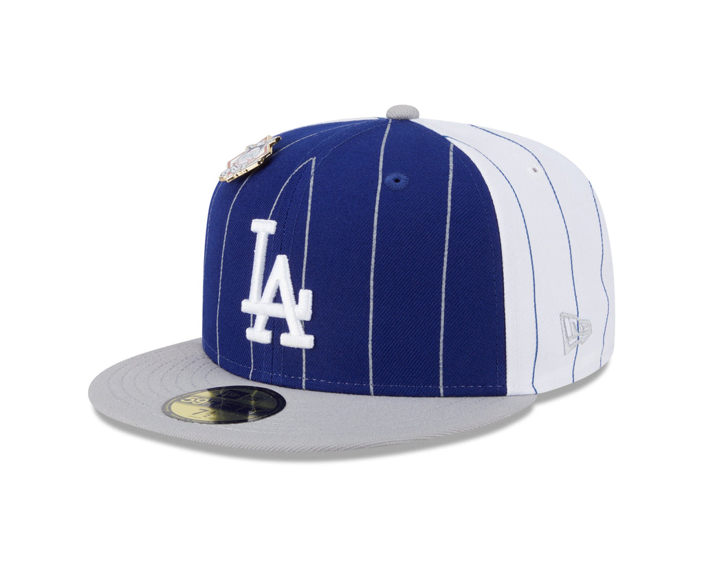 Los Angeles Dodgers MLB New Era Men Navy 59Fifty Two Tone Pinstripe Fitted Hat product image 4, provided for visual
