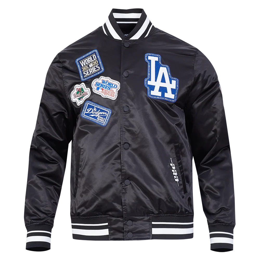 Los Angeles Dodgers MLB Pro Standard Men Black DIY Pick Stitch Rib Satin Jacket product image 1, provided for visual