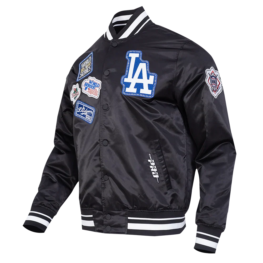 Los Angeles Dodgers MLB Pro Standard Men Black DIY Pick Stitch Rib Satin Jacket product image 3, provided for visual