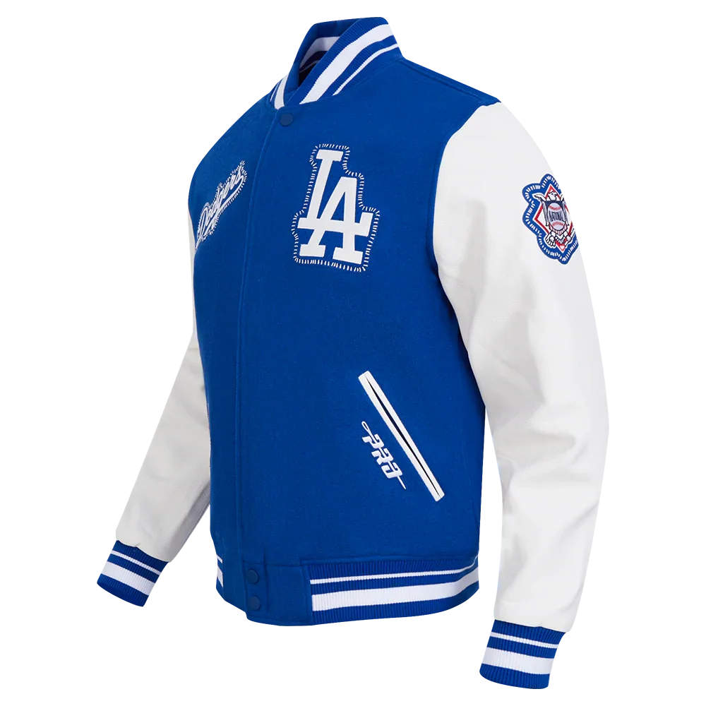 Los Angeles Dodgers MLB Pro Standard Men Royal Blue DIY Pick Stitch Rib Wool Varsity Jacket product image 3, provided for