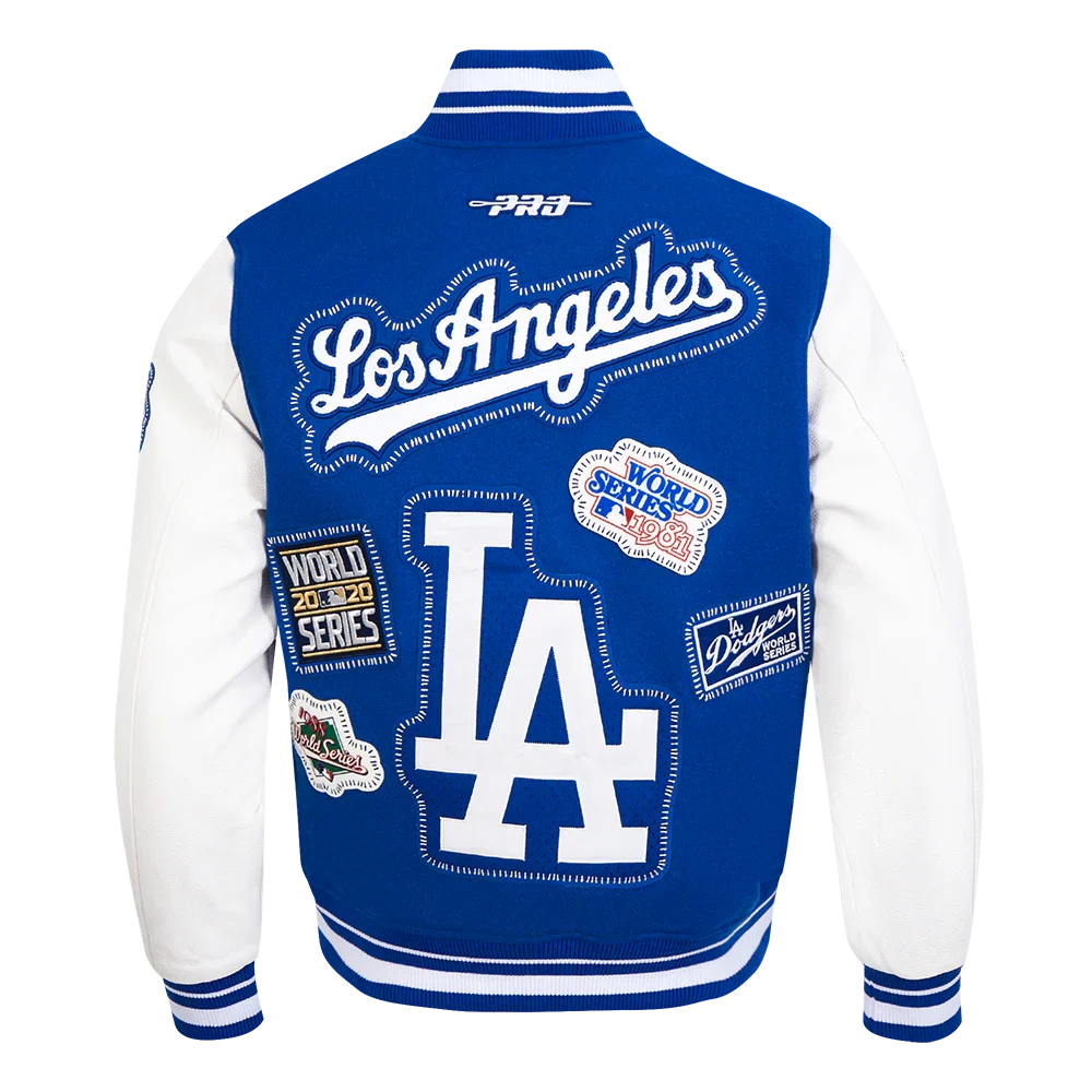 Los Angeles Dodgers MLB Pro Standard Men Royal Blue DIY Pick Stitch Rib Wool Varsity Jacket product image 2, provided for
