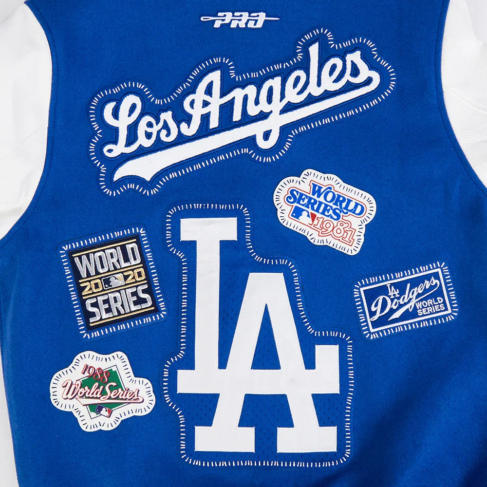 Los Angeles Dodgers MLB Pro Standard Men Royal Blue DIY Pick Stitch Rib Wool Varsity Jacket product image 5, provided for