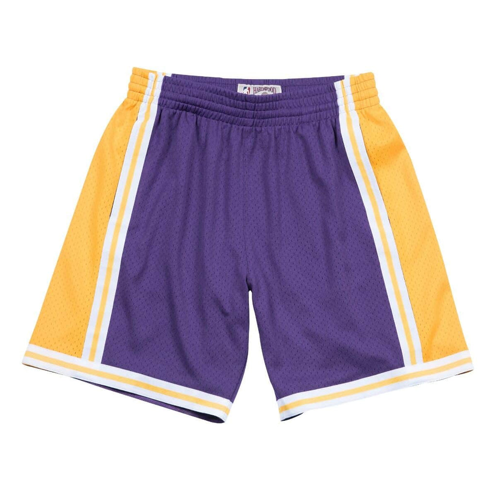 Los Angeles Lakers NBA Mitchell & Ness Men Purple 1984-85 Hardwood Classics Swingman Shorts product image 1, provided for
