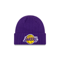 Los Angeles Lakers NBA New Era Men Purple Core Classic Cuff Knit Beanie product image 1, provided for visual reference and