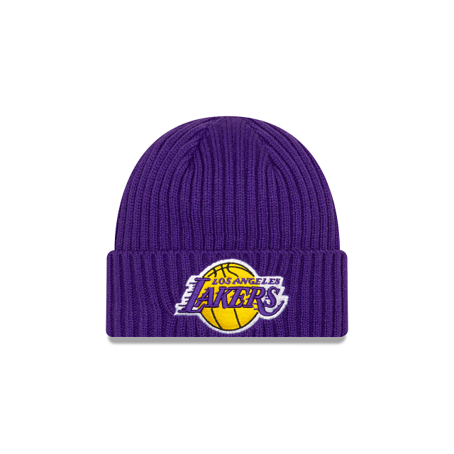 Los Angeles Lakers NBA New Era Men Purple Core Classic Cuff Knit Beanie product image 1, provided for visual reference and