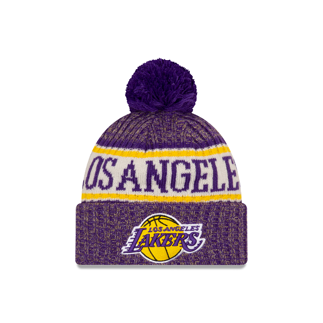 Los Angeles Lakers NBA New Era Men Purple Sport Cuff Pom Knit product image 1, provided for visual reference and product