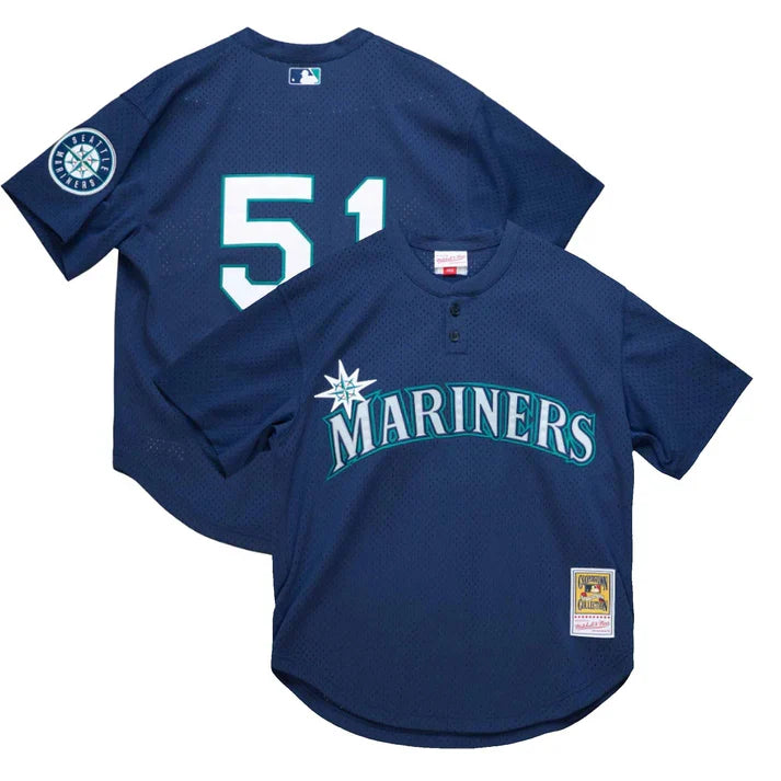 Ichiro Suzuki Seattle Mariners MLB Mitchell & Ness Men Navy 2002 Authentic BP Jersey product image 1, provided for visual