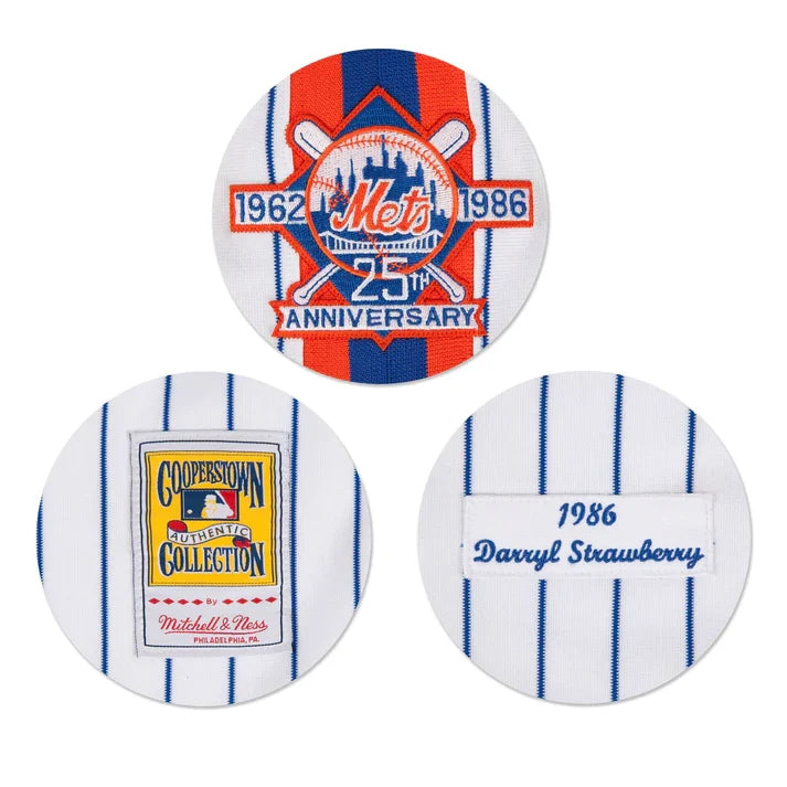 Darryl Strawberry New York Mets MLB Mitchell & Ness Men White 1986 Authentic Jersey product image 3, provided for visual