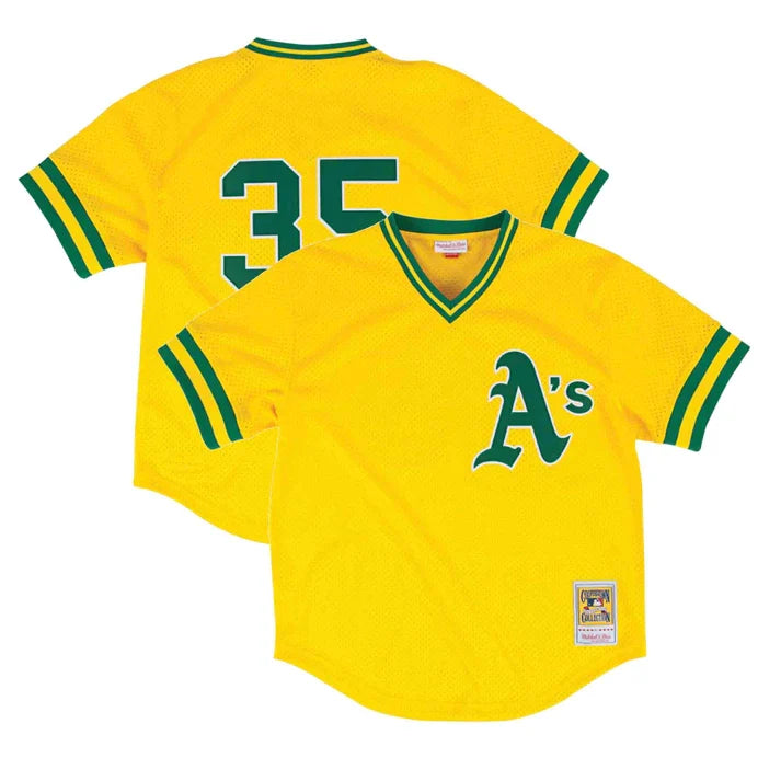 Rickey Henderson Oakland Athletics MLB Mitchell & Ness Men Yellow 1984 Authentic BP Jersey product image 1, provided for