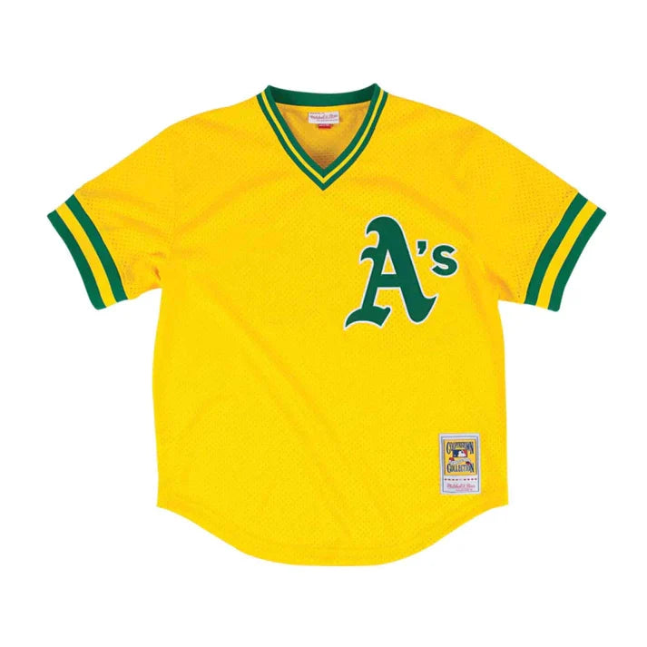 Rickey Henderson Oakland Athletics MLB Mitchell & Ness Men Yellow 1984 Authentic BP Jersey product image 2, provided for