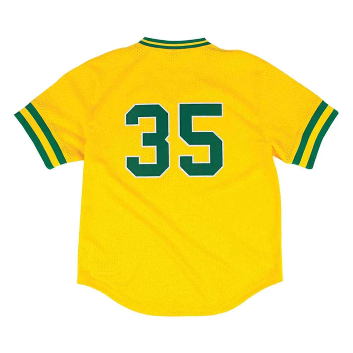 Rickey Henderson Oakland Athletics MLB Mitchell & Ness Men Yellow 1984 Authentic BP Jersey product image 3, provided for
