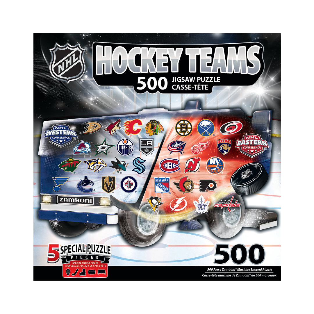 NHL Masterpieces 500 piece Zamboni Shaped Jigsaw Puzzle product image 1, provided for visual reference and product detail
