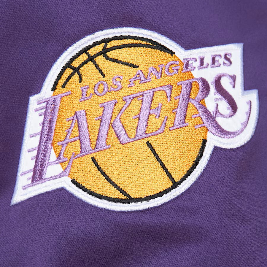 Magic Johnson Los Angeles Lakers Mitchell & Ness Men’s Black/Purple Lightweight Satin Jacket product image 5, provided for