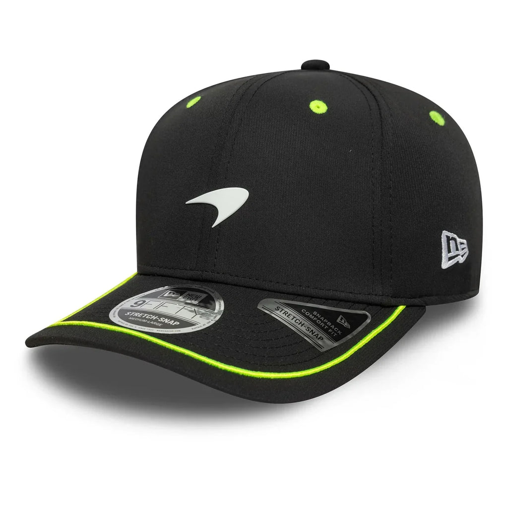 McLaren F1 New Era Men Black 9Fifty Pop Stretch Snapback product image 1, provided for visual reference and product detail