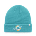 Miami Dolphins NFL 47 Brand Men Aqua Raised Cuff Knit Hat product image 1, provided for visual reference and product detail