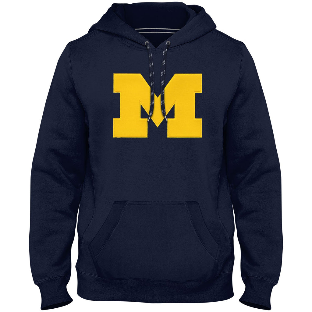 Michigan Wolverines NCAA Bulletin Men Navy Express Twill Logo Hoodie product image 1, provided for visual reference and