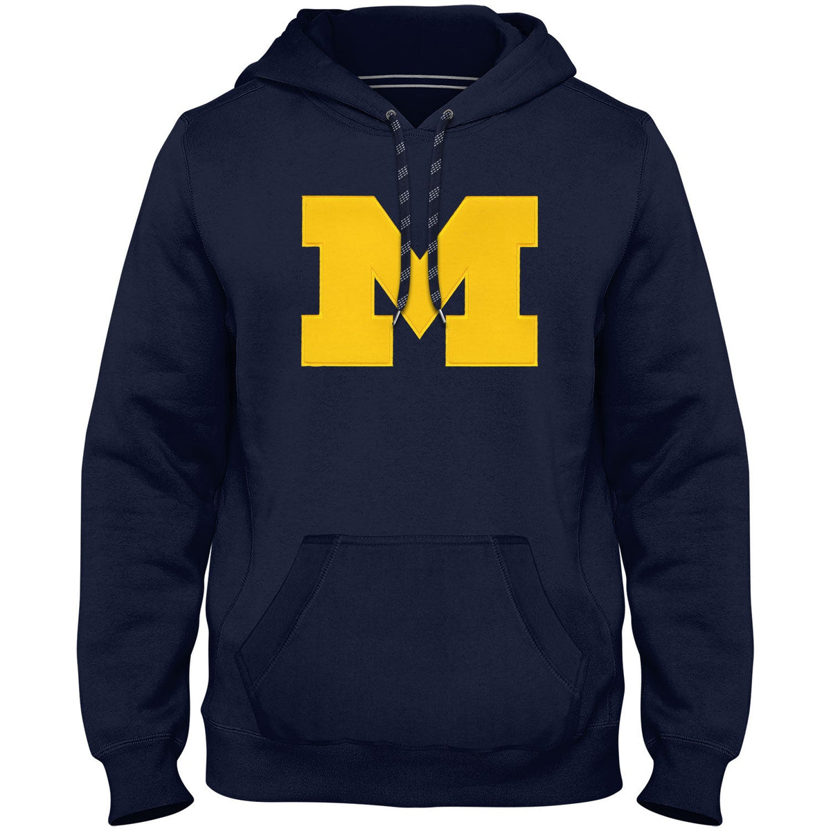 Michigan Wolverines NCAA Bulletin Men Navy Express Twill Logo Hoodie product image 1, provided for visual reference and