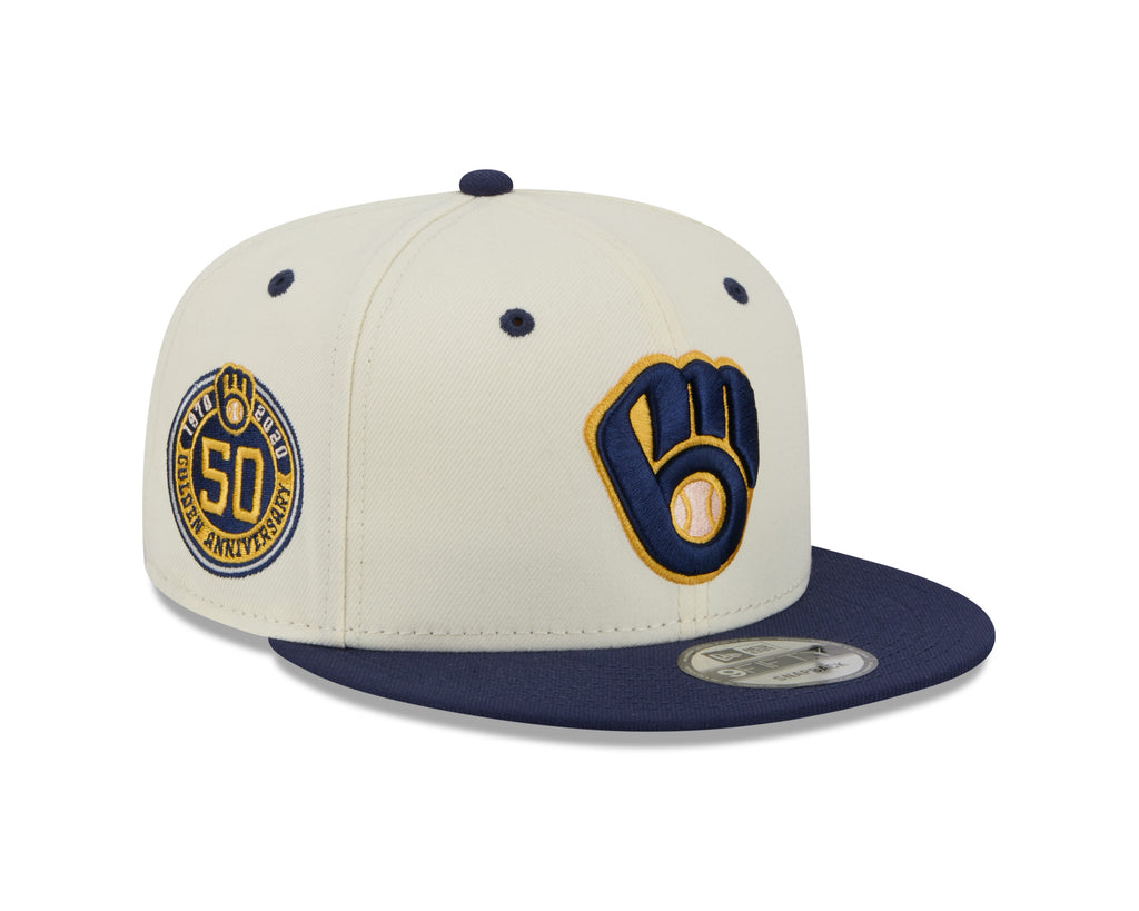 Milwaukee Brewers MLB New Era Men Cream/Navy 9Fifty Mascot Pin Snapback product image 4, provided for visual reference and
