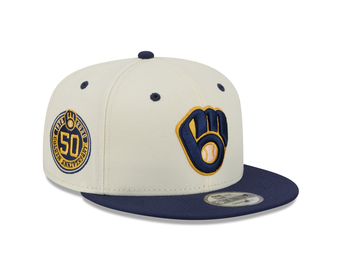 Milwaukee Brewers MLB New Era Men Cream/Navy 9Fifty Mascot Pin Snapback product image 4, provided for visual reference and