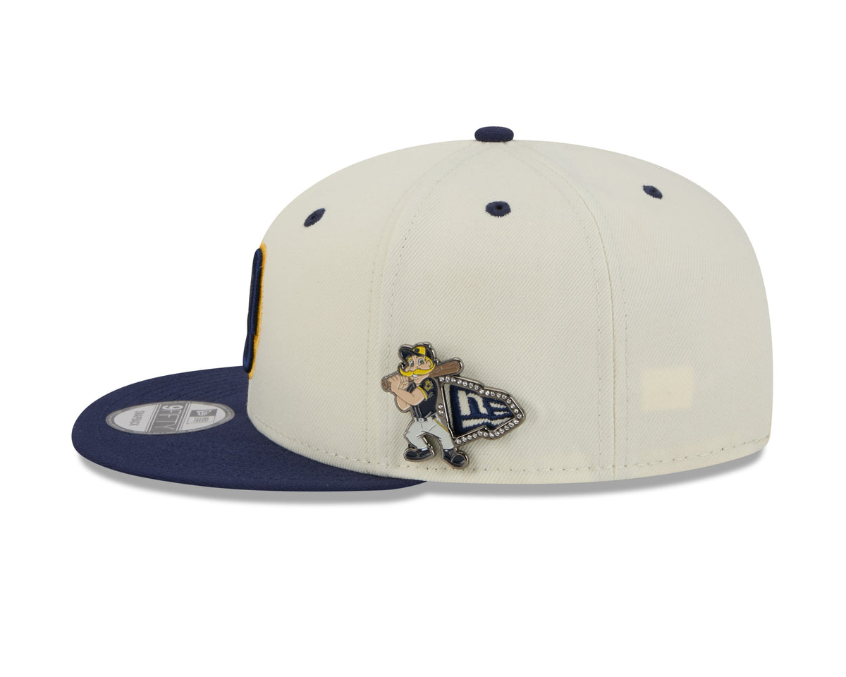 Milwaukee Brewers MLB New Era Men Cream/Navy 9Fifty Mascot Pin Snapback product image 5, provided for visual reference and