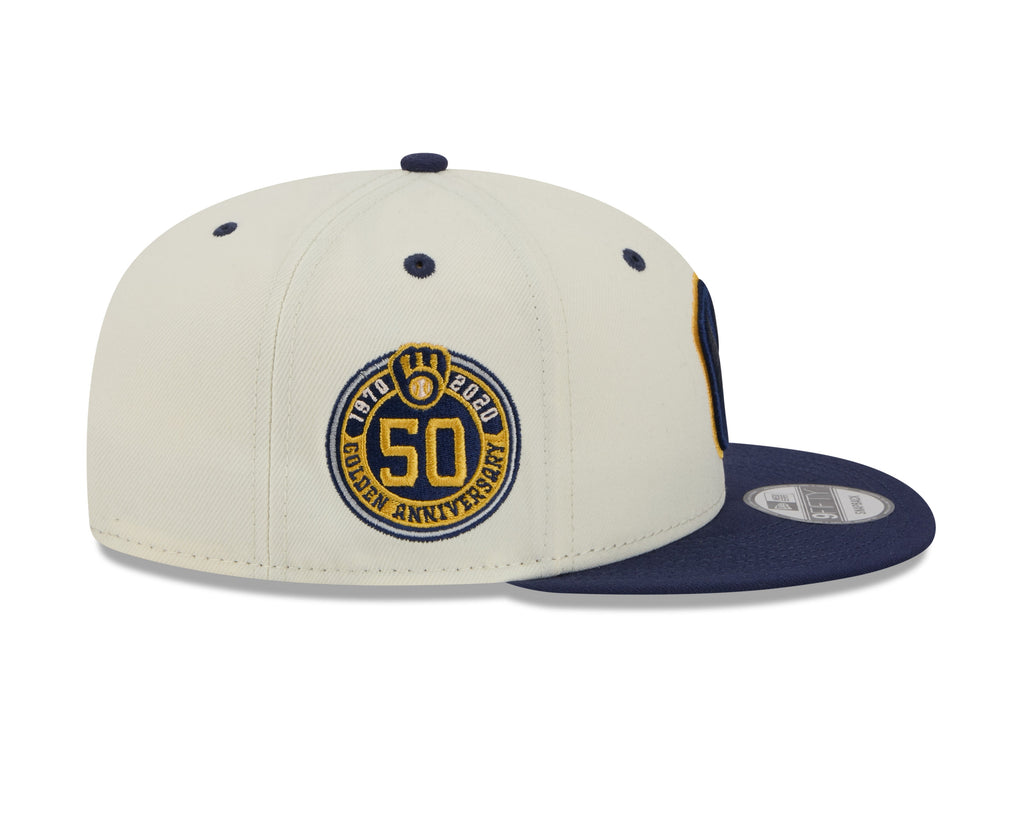 Milwaukee Brewers MLB New Era Men Cream/Navy 9Fifty Mascot Pin Snapback product image 6, provided for visual reference and