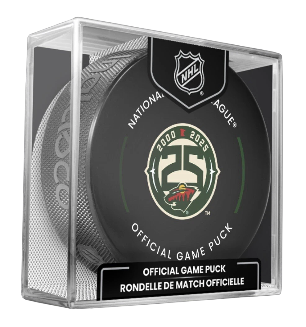 Minnesota Wild NHL Inglasco 2025-26 25th Anniversary Officially Licensed Game Hockey Puck product image 1, provided for