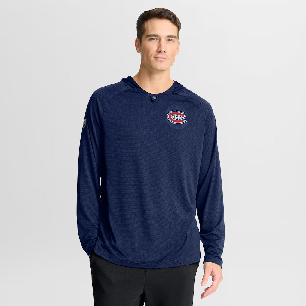 Montreal Canadiens NHL Fanatics Branded Men Navy Authentic Pro Rink Lightweight Pullover Hoodie product image 3, provided