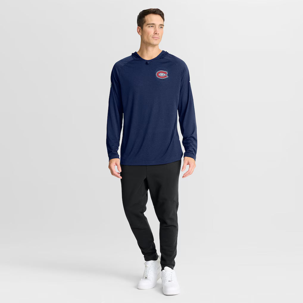 Montreal Canadiens NHL Fanatics Branded Men Navy Authentic Pro Rink Lightweight Pullover Hoodie product image 5, provided