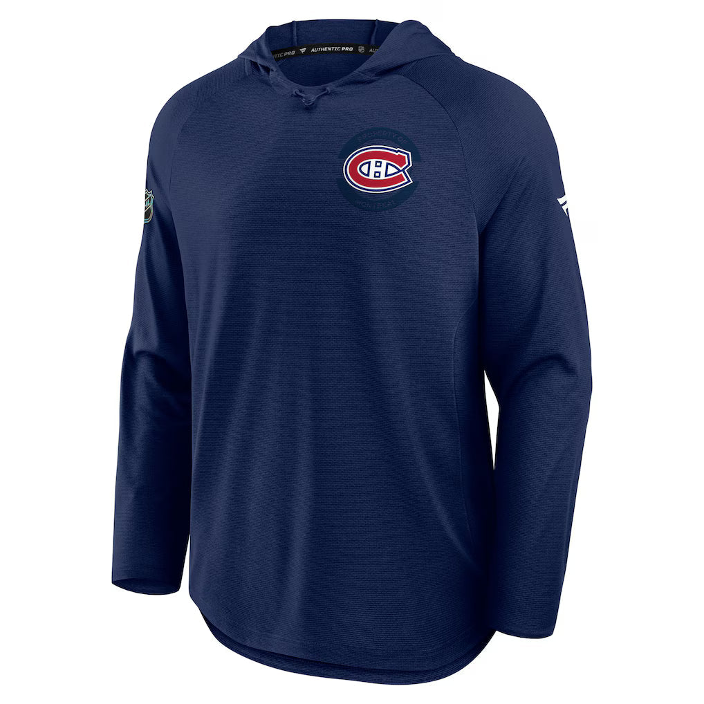 Montreal Canadiens NHL Fanatics Branded Men Navy Authentic Pro Rink Lightweight Pullover Hoodie product image 1, provided