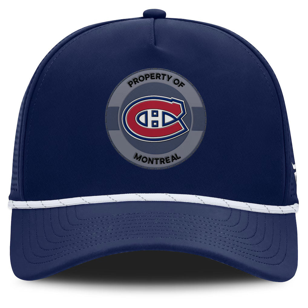 Montreal Canadiens NHL Fanatics Branded Men Navy Rink Panel Pinch Snapback product image 3, provided for visual reference