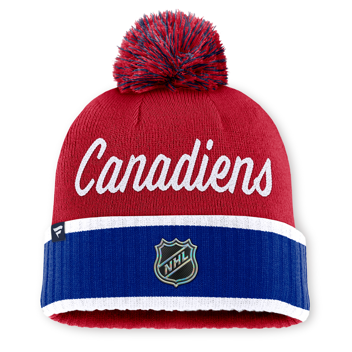 Montreal Canadiens NHL Fanatics Branded Men Red 2026 Draft Cuff Pom Knit Hat product image 2, provided for visual reference