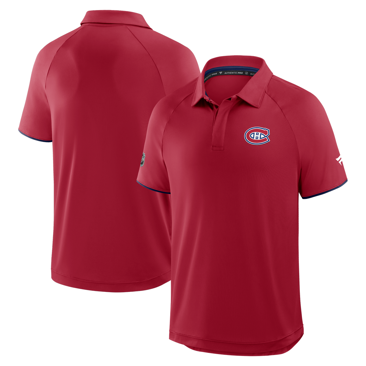 Montreal Canadiens NHL Fanatics Branded Men Red/Navy Authentic Pro Polo T-Shirt product image 3, provided for visual