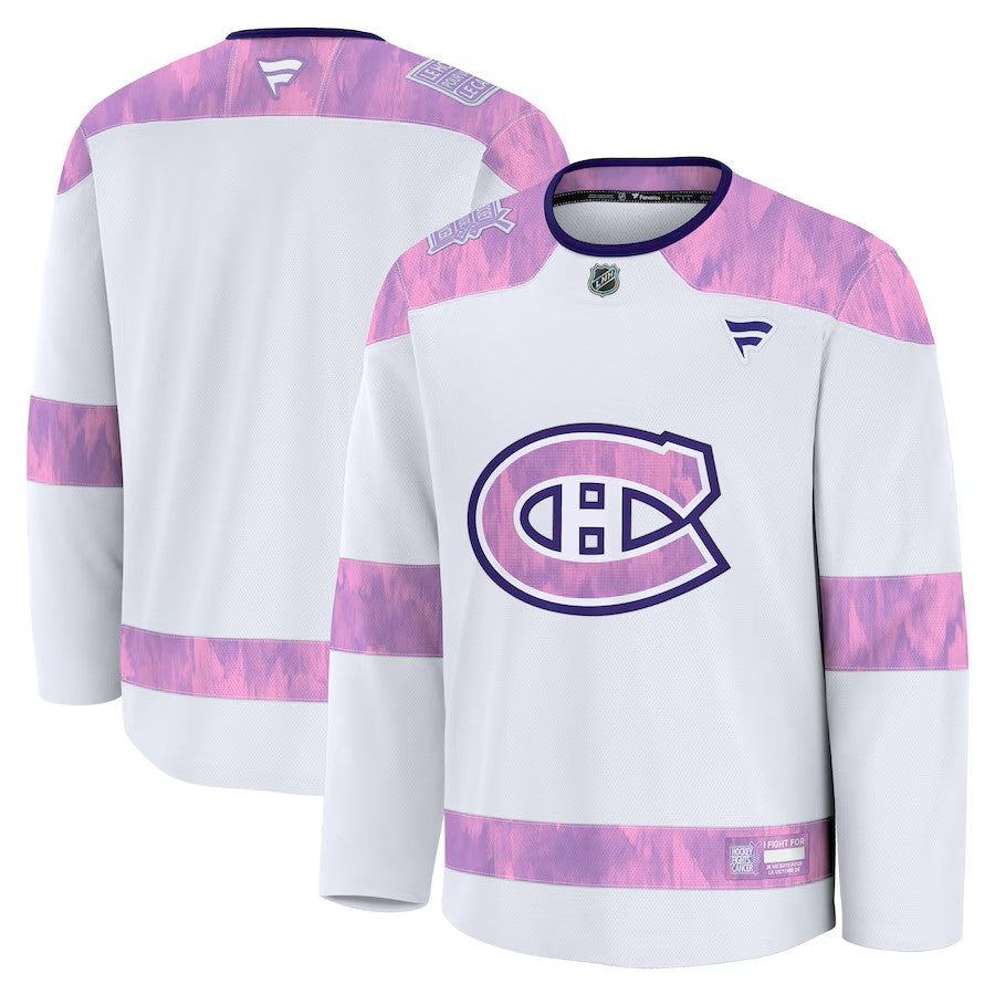 Montreal Canadiens NHL Fanatics Branded Men White Hockey Fights Cancer Practice Jersey product image 3, provided for visual