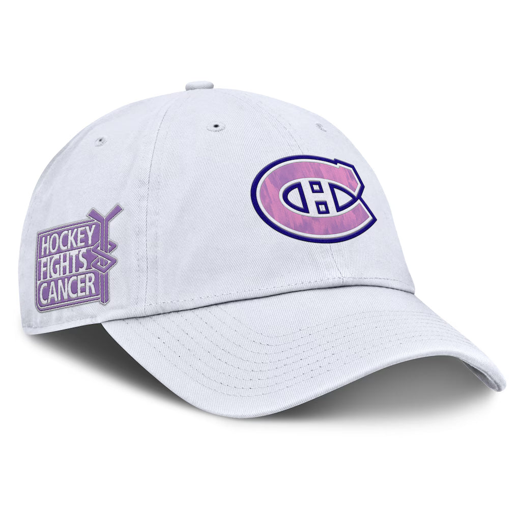 Montreal Canadiens NHL Fanatics Branded White 2025 Hockey Fights Cancer Authentic Pro Adjustable Hat product image 1,