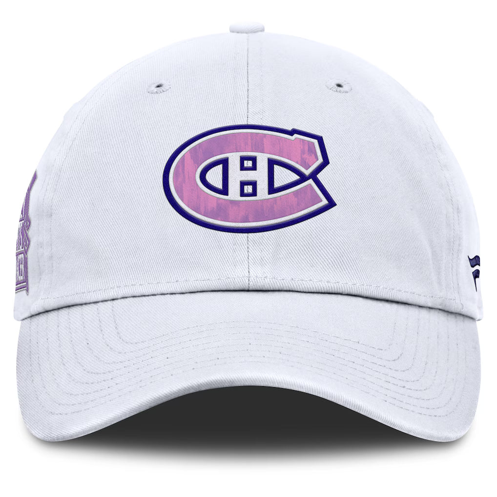 Montreal Canadiens NHL Fanatics Branded White 2025 Hockey Fights Cancer Authentic Pro Adjustable Hat product image 3,