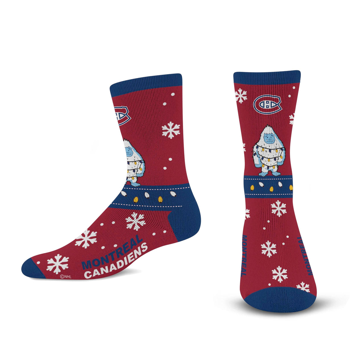 Montreal Canadiens NHL For Bare Feet Men Red Sweater Yeti Crew Socks product image 1, provided for visual reference and