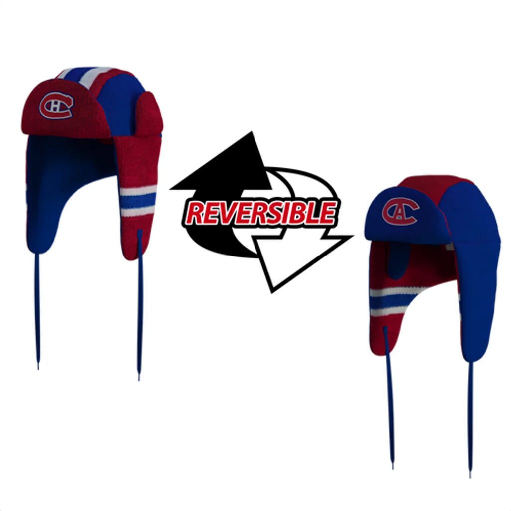 Montreal Canadiens NHL Hockey Sockey Men Red Reversible Trapper product image 2, provided for visual reference and product