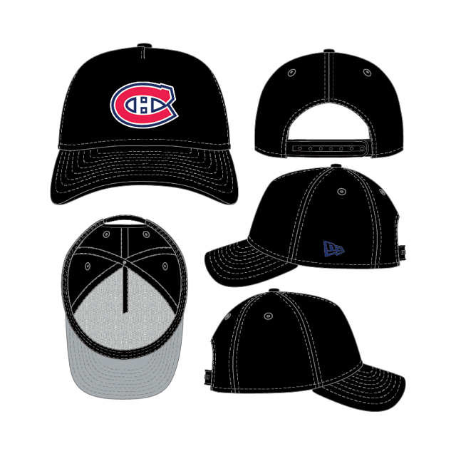 Montreal Canadiens NHL New Era Men Black 9Forty A-Frame Snapback Hat product image 3, provided for visual reference and