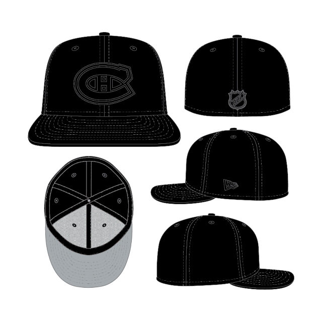 Montreal Canadiens NHL New Era Men Black on Black 59Fifty Fitted Hat product image 1, provided for visual reference and
