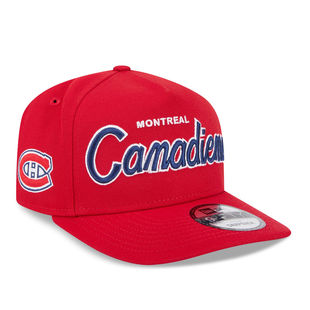 Montreal Canadiens NHL New Era Men Red 9Fifty Script A-Frame Snapback product image 1, provided for visual reference and