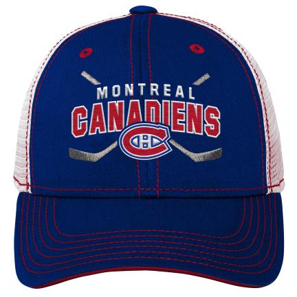 Montreal Canadiens NHL Outerstuff Youth Navy Trucker Lockup Meshback Snapback Hat product image 1, provided for visual