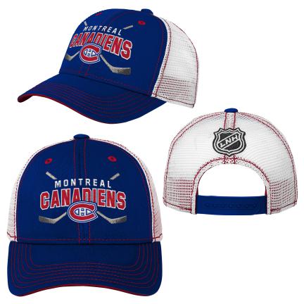 Montreal Canadiens NHL Outerstuff Youth Navy Trucker Lockup Meshback Snapback Hat product image 3, provided for visual