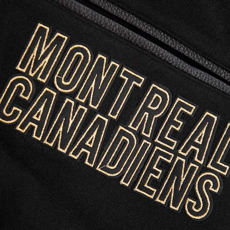 Montreal Canadiens NHL Pro Standard Men Black/Gold Varsity Jacket product image 7, provided for visual reference and product