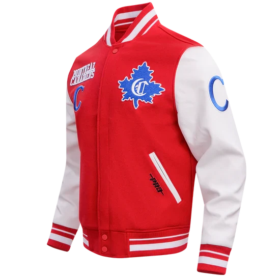 Montreal Canadiens NHL Pro Standard Men Red/White Retro Classic Rib Wool Varsity Jacket product image 3, provided for visual