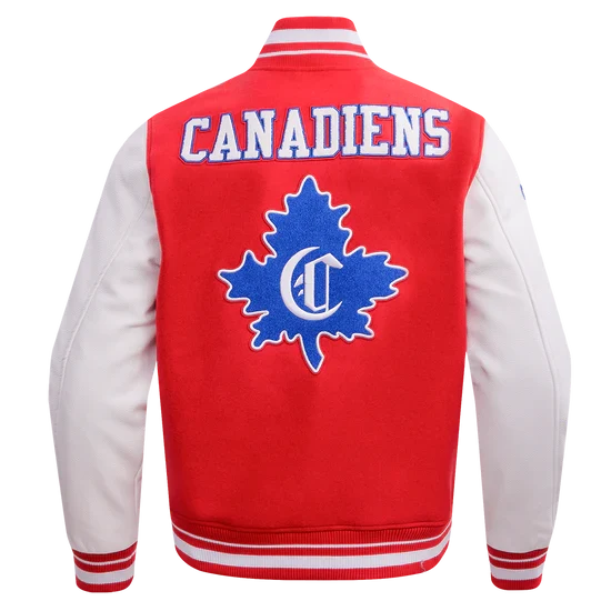 Montreal Canadiens NHL Pro Standard Men Red/White Retro Classic Rib Wool Varsity Jacket product image 2, provided for visual