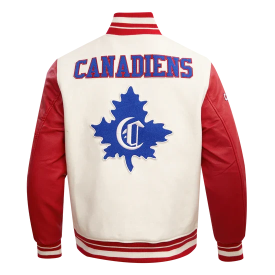 Montreal Canadiens NHL Pro Standard Men White/Red Retro Classic Rib Wool Varsity Jacket product image 3, provided for visual