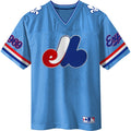 Montreal Expos MLB Bulletin Men Light Blue Cooperstown Crested Football Jersey product image 1, provided for visual
