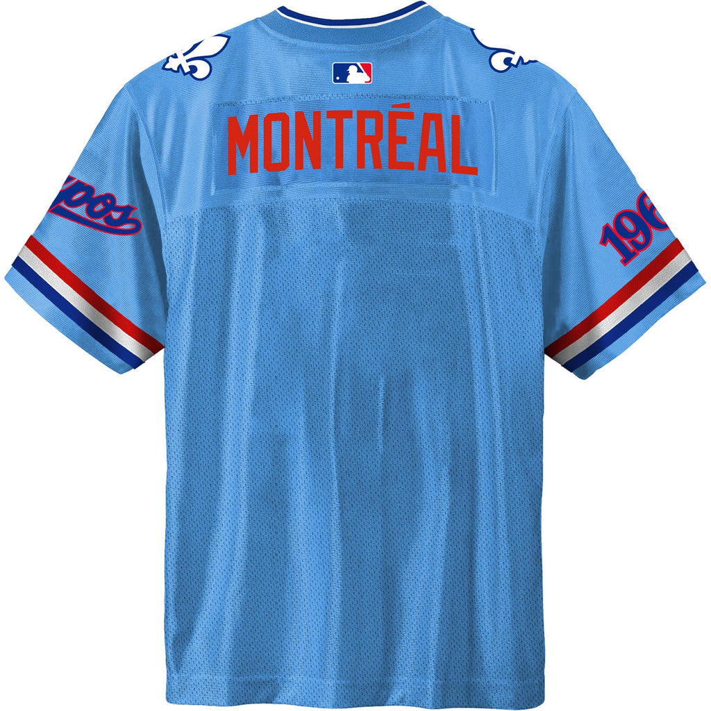 Montreal Expos MLB Bulletin Men Light Blue Cooperstown Crested Football Jersey product image 2, provided for visual