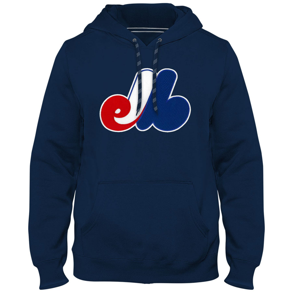 Montreal Expos MLB Bulletin Men Navy Cooperstown Express Twill Logo Hoodie product image 1, provided for visual reference