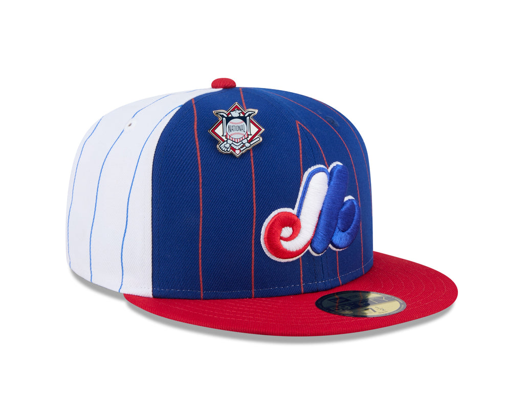 Montreal Expos MLB New Era Men Royal Blue 59Fifty Two Tone Pinstripe Fitted Hat product image 1, provided for visual